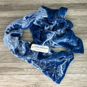 Dana Herbert Silk Velvet Scarf Fairycore Bohemian Whimsigoth Blue